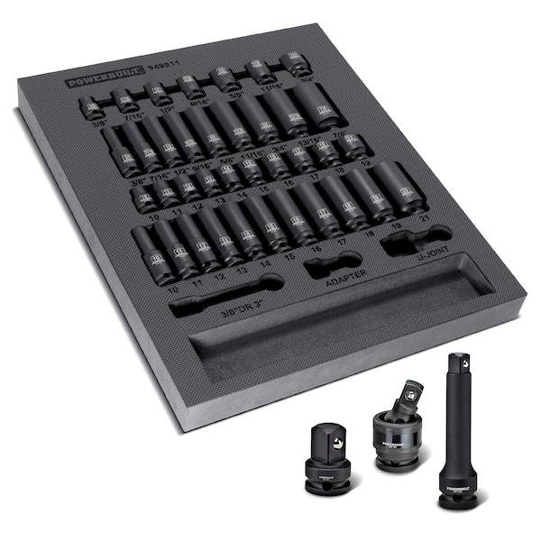 40Pc 3/8" Drive Master Impact Socket Set